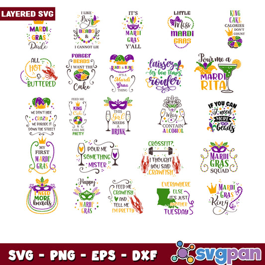 Mardi Gras SVG Bundle 20 Designs