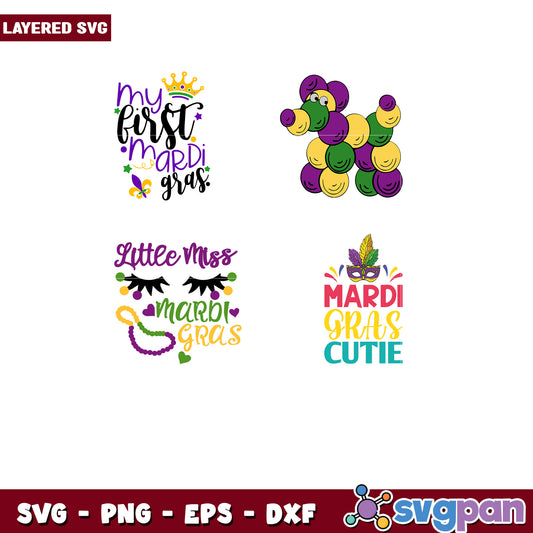 Mardi Gras SVG Bundle 4 Cute Designs