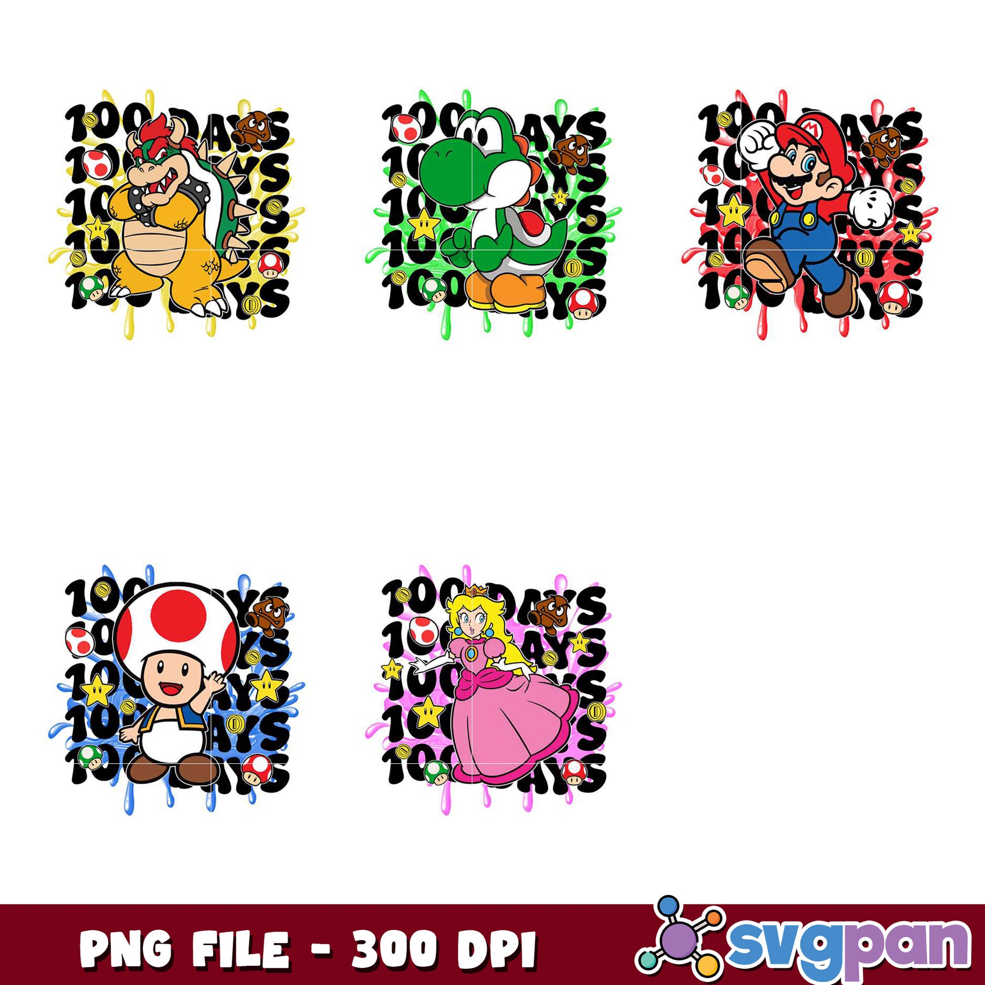 Mario 100 Days PNG Bundle - 300 DPI