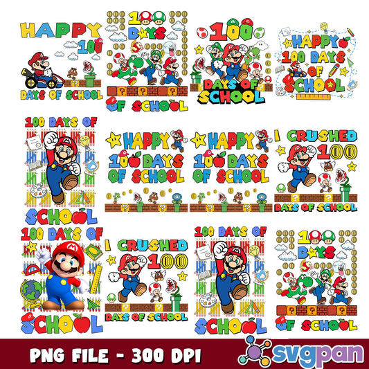 100 days of mario school png bundle