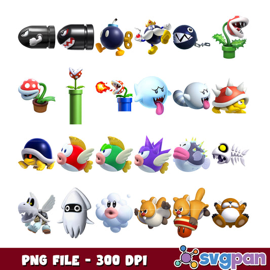 Mario Enemies PNG Bundle 300 DPI