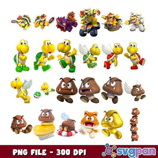 Mario Kart Characters PNG Bundle 300 DPI