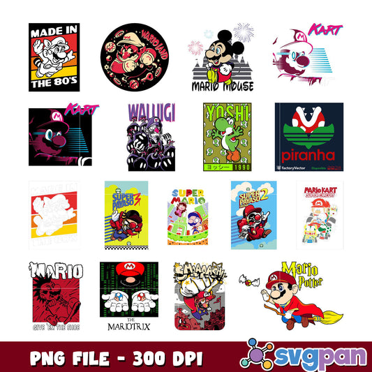 Mario Kart Retro PNG Bundle 300 DPI