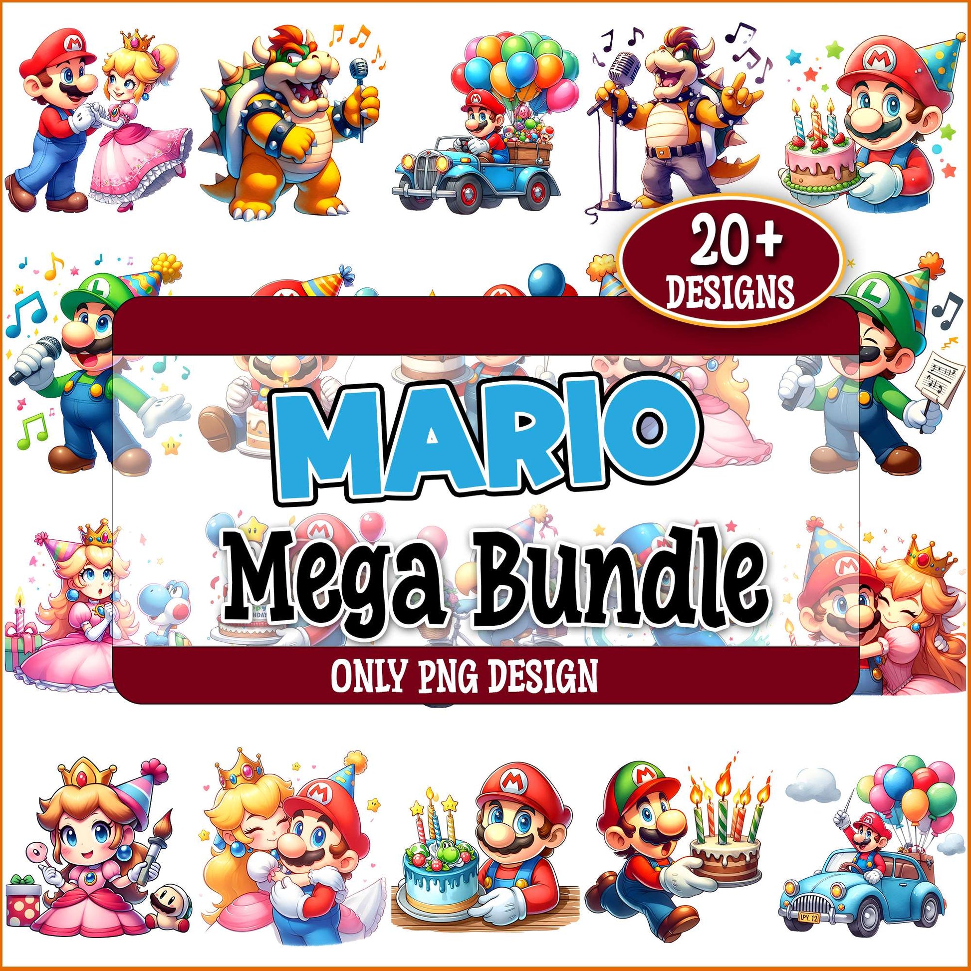 Mario birthday art png bundle