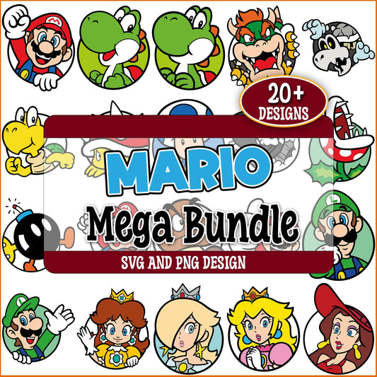 Mario characters avatar svg bundle