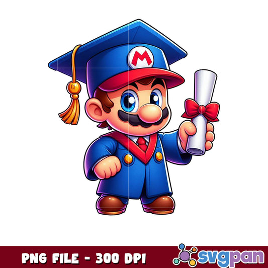 Mario graduate png, super mario wonder png, graduation cap png