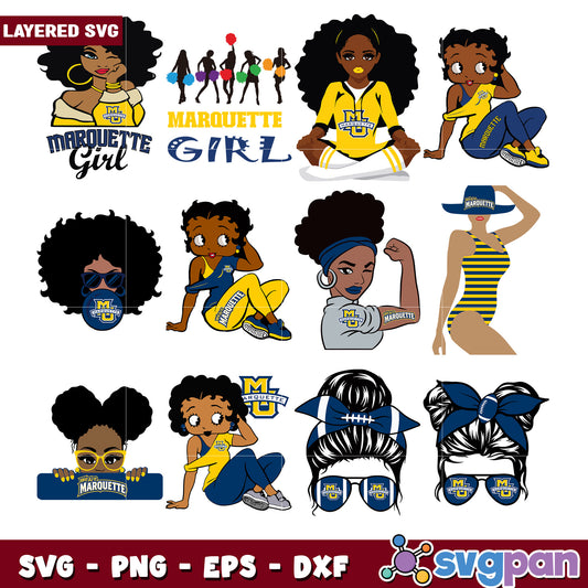 Marquette Girl SVG Bundle Layered Designs