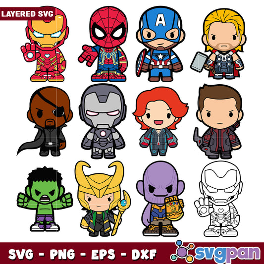 Marvel Chibi SVG Bundle