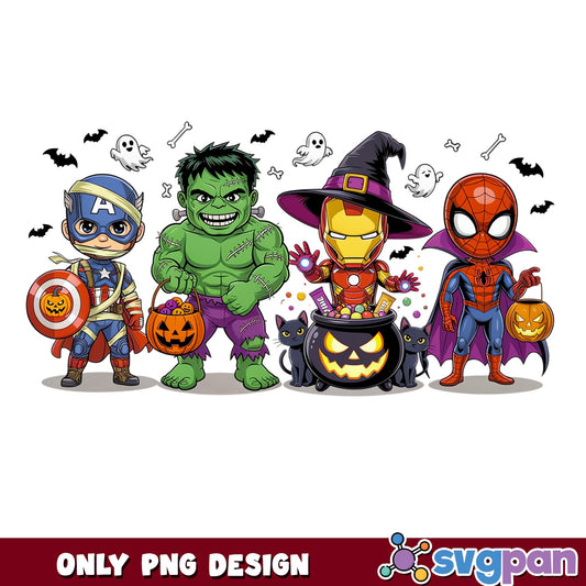 Marvel Superheroes Halloween PNG, Avengers Halloween PNG, Trick Or Treat PNG