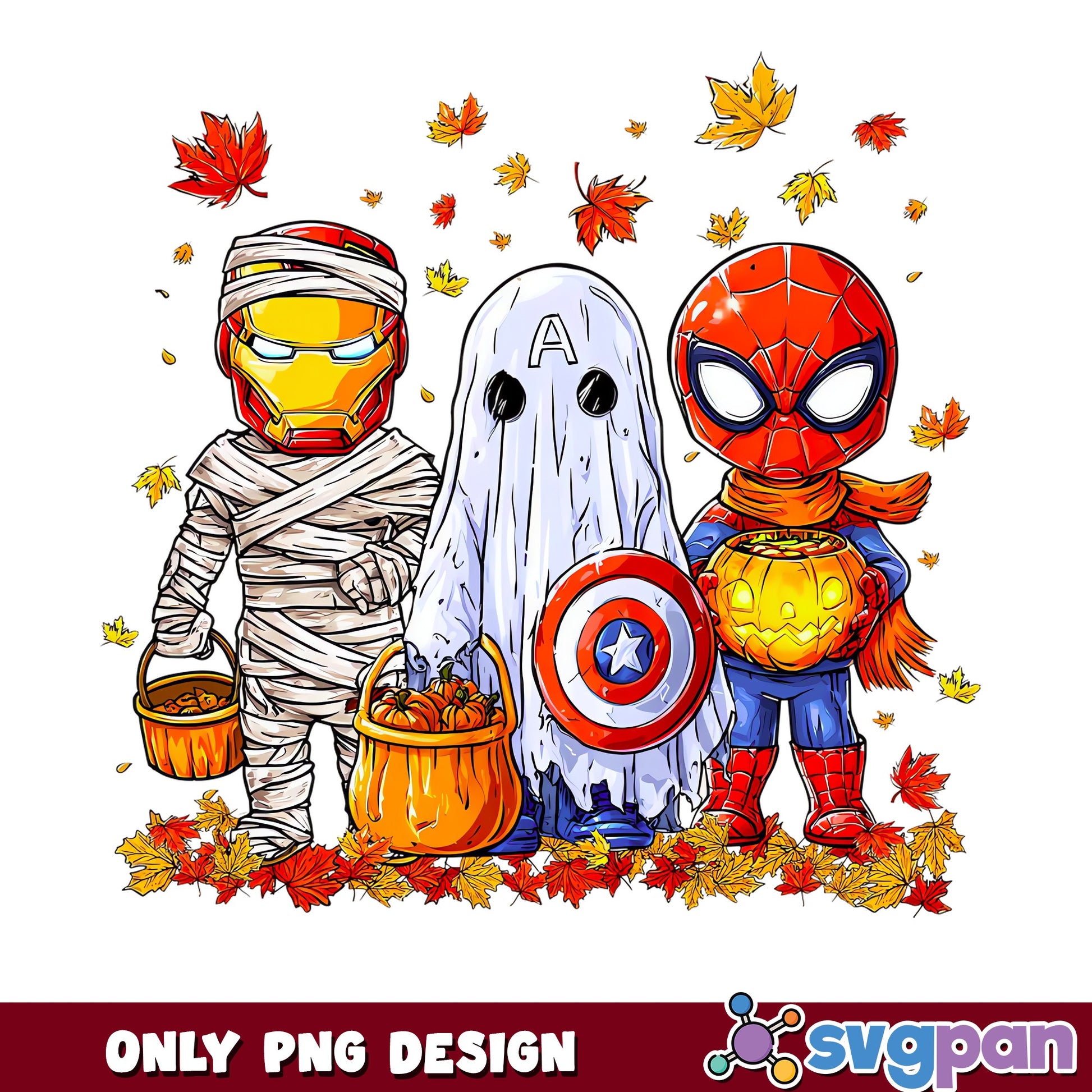 Marvel Superheroes Halloween Trick Or Treat Mummy PNG, Autumn, PNG