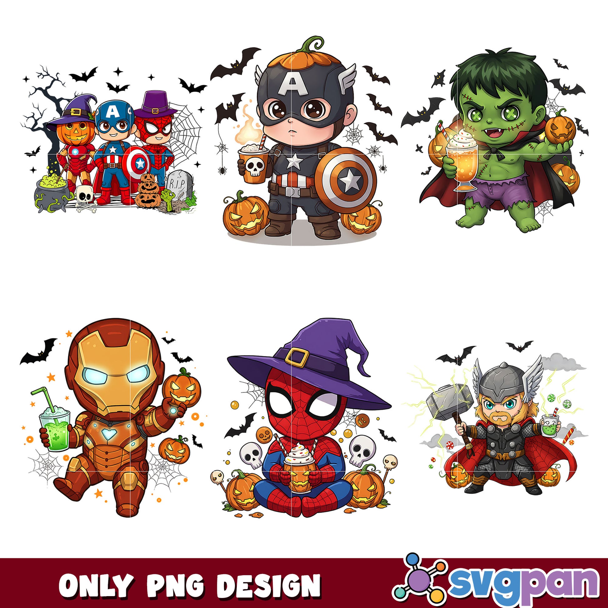 Marvel avengers halloween png bundle