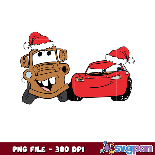 Mater and mqueen png, christmas costume png, christmas season​ png