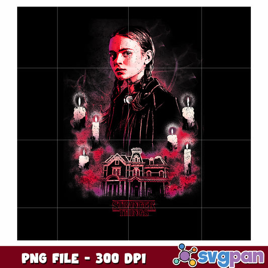 Max mayfield poster png, hawkins town png, max mayfield png