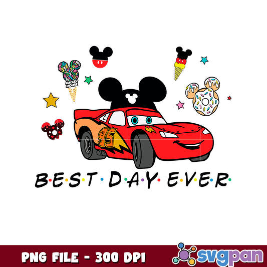 Mc queen best day ever design png, disney tickets png, cars movies png