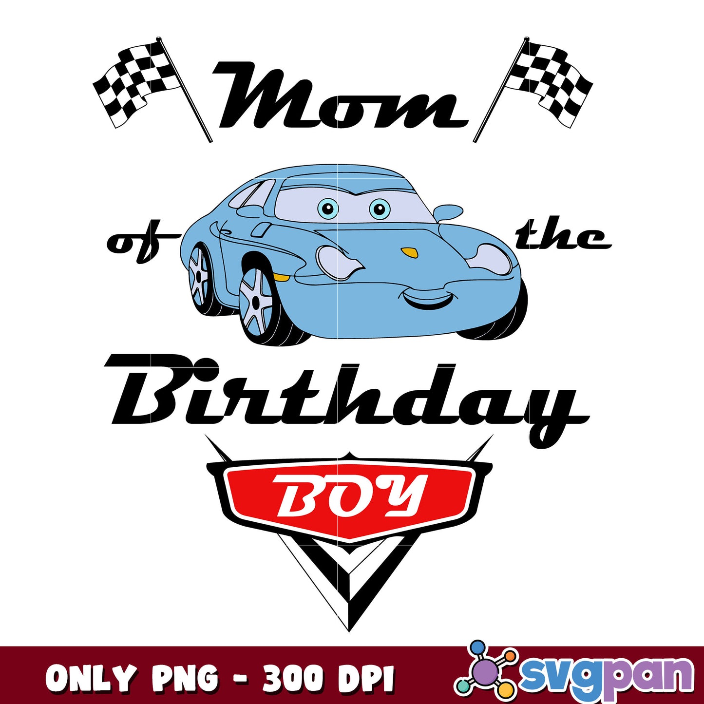 Mcqueen car mom birthday boy png, lightning mcqueen 95 png