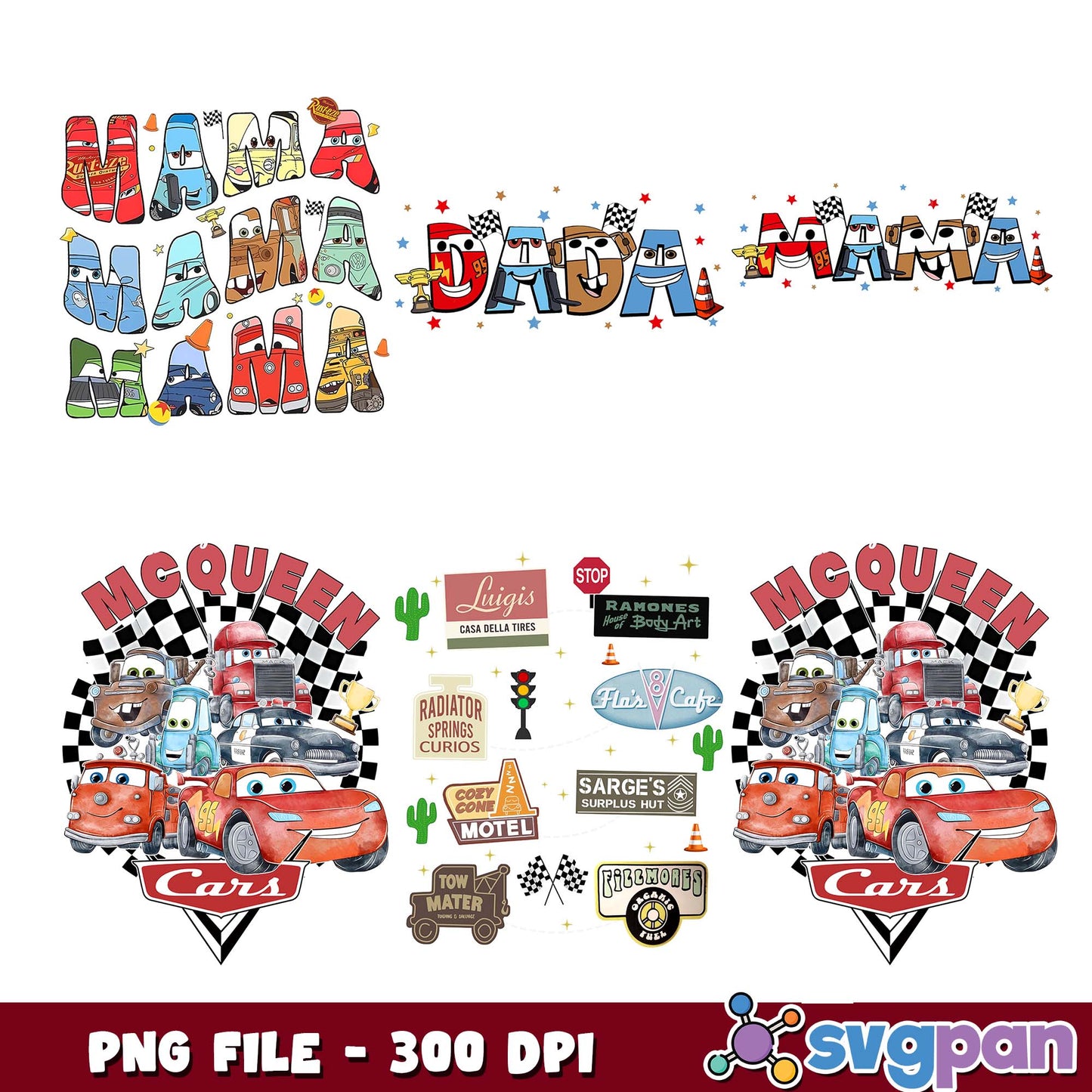Mcqueen traffic board png bundle