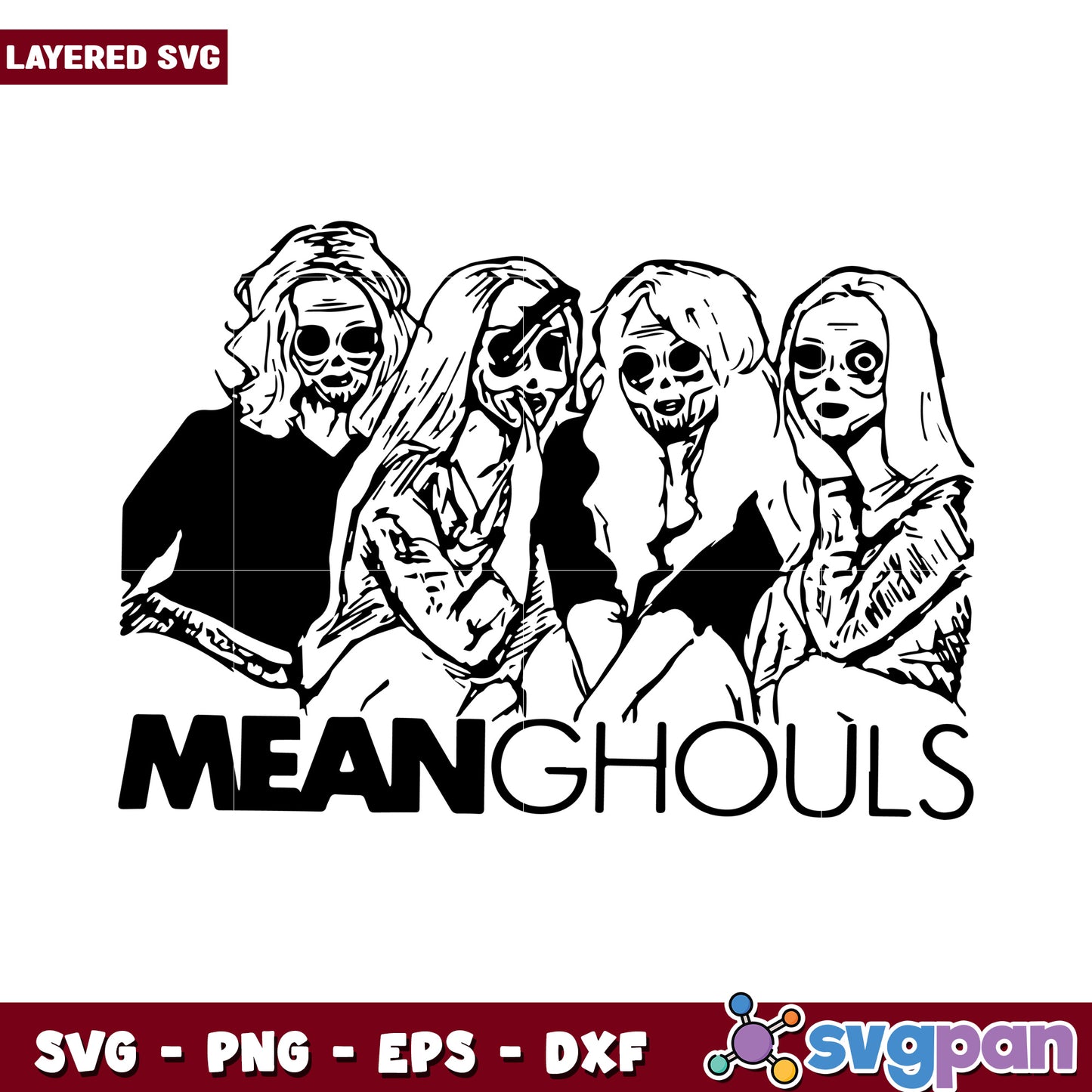 Mean Ghouls SVG Design for DIY Projects, Perfect for Halloween Decor