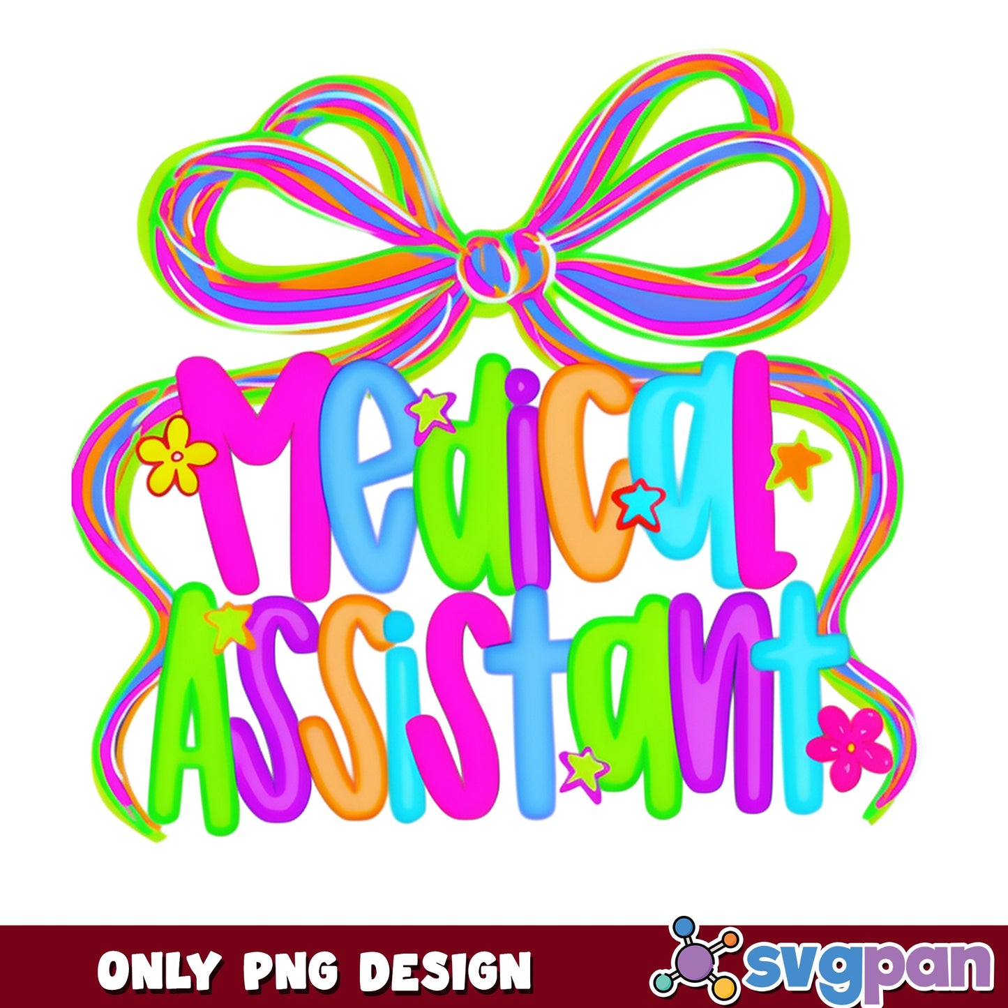 Medical Assistant Bow PNG, Coquette Nurse PNG, MA Gift PNG