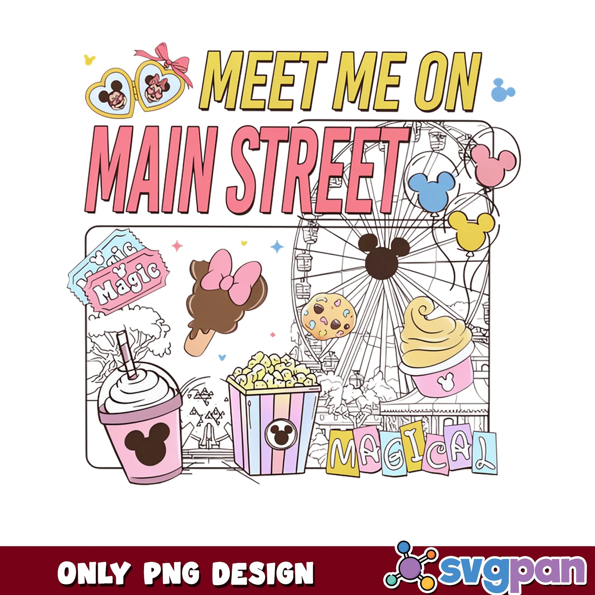 Meet Me On Main Street Disney PNG, Mickey Mouse PNG, Magical Disney Trip PNG