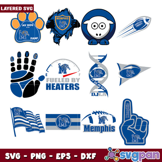 Memphis Tigers Fan Bundle SVG Graphics Set