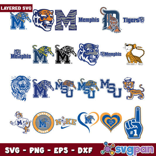 Memphis Tigers SVG Bundle Layered Designs