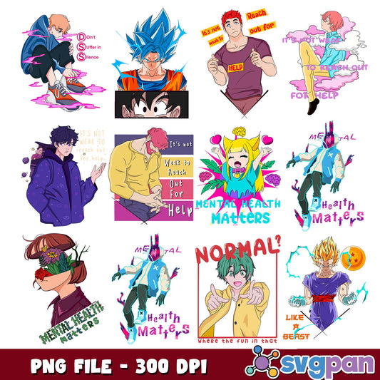 Mental health matters anime png bundle