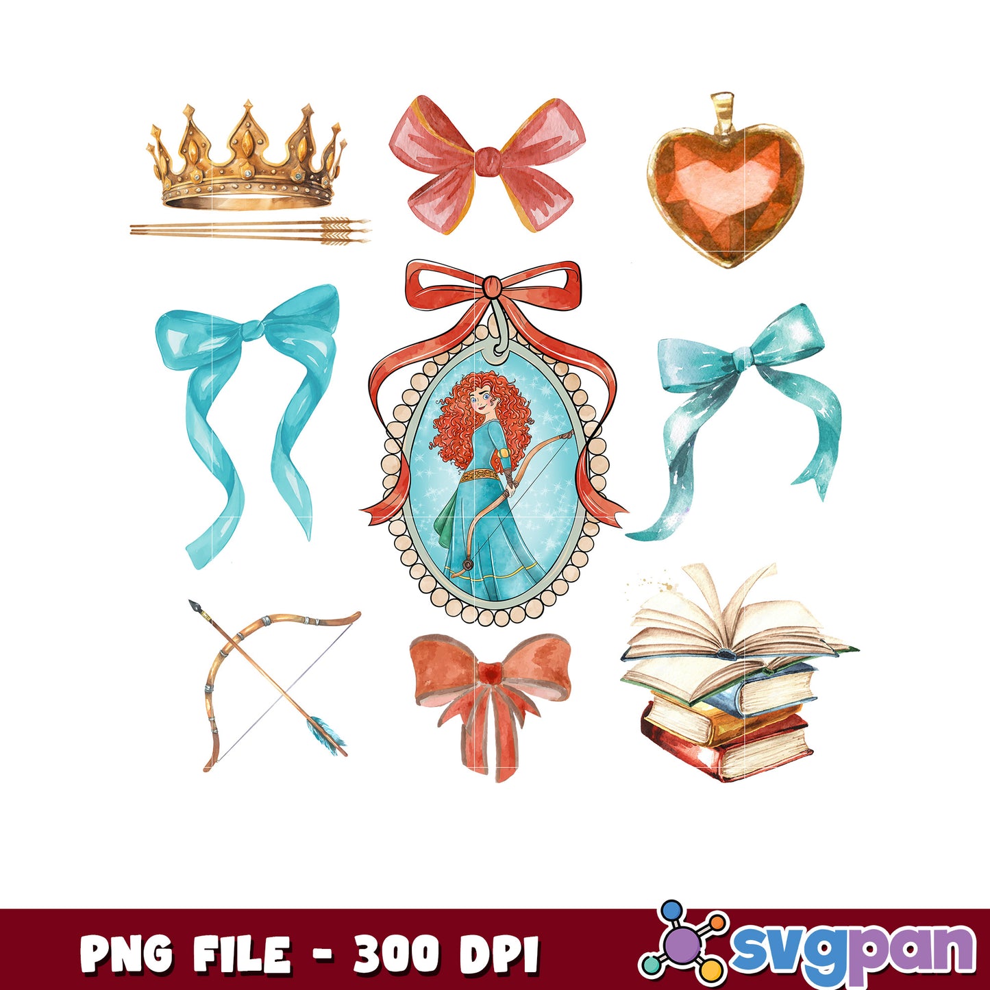 Merida PNG Clipart Princess, Bow, Books