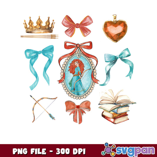 Merida PNG Clipart Princess, Bow, Books