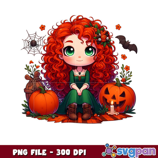 Merida halloween png, spooky season png, halloween cartoons png