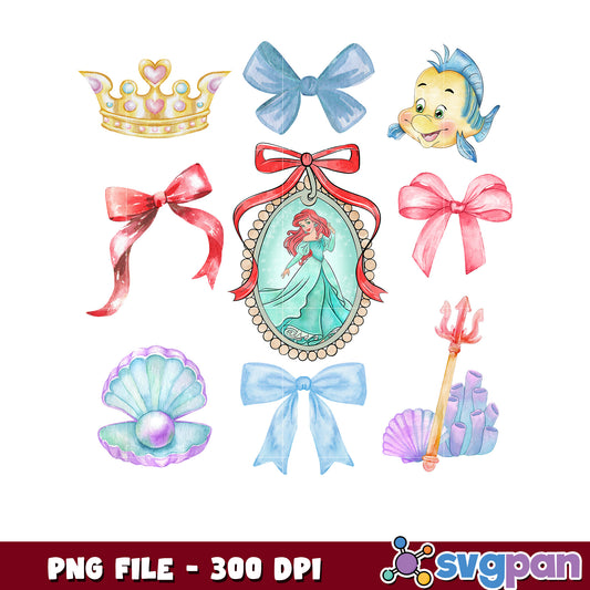 Mermaid Watercolor PNG Clipart Set