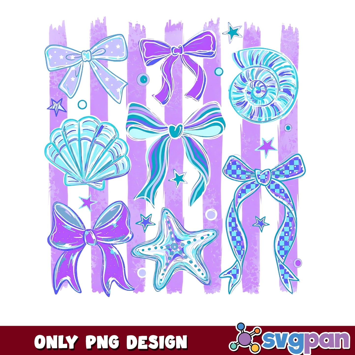 Mermaid Bow And Seashell PNG, Coquette Ocean PNG, Summer PNG