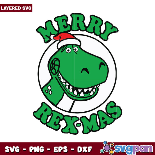 Merry Rexmas Dinosaur SVG Design, Perfect for Christmas Crafts