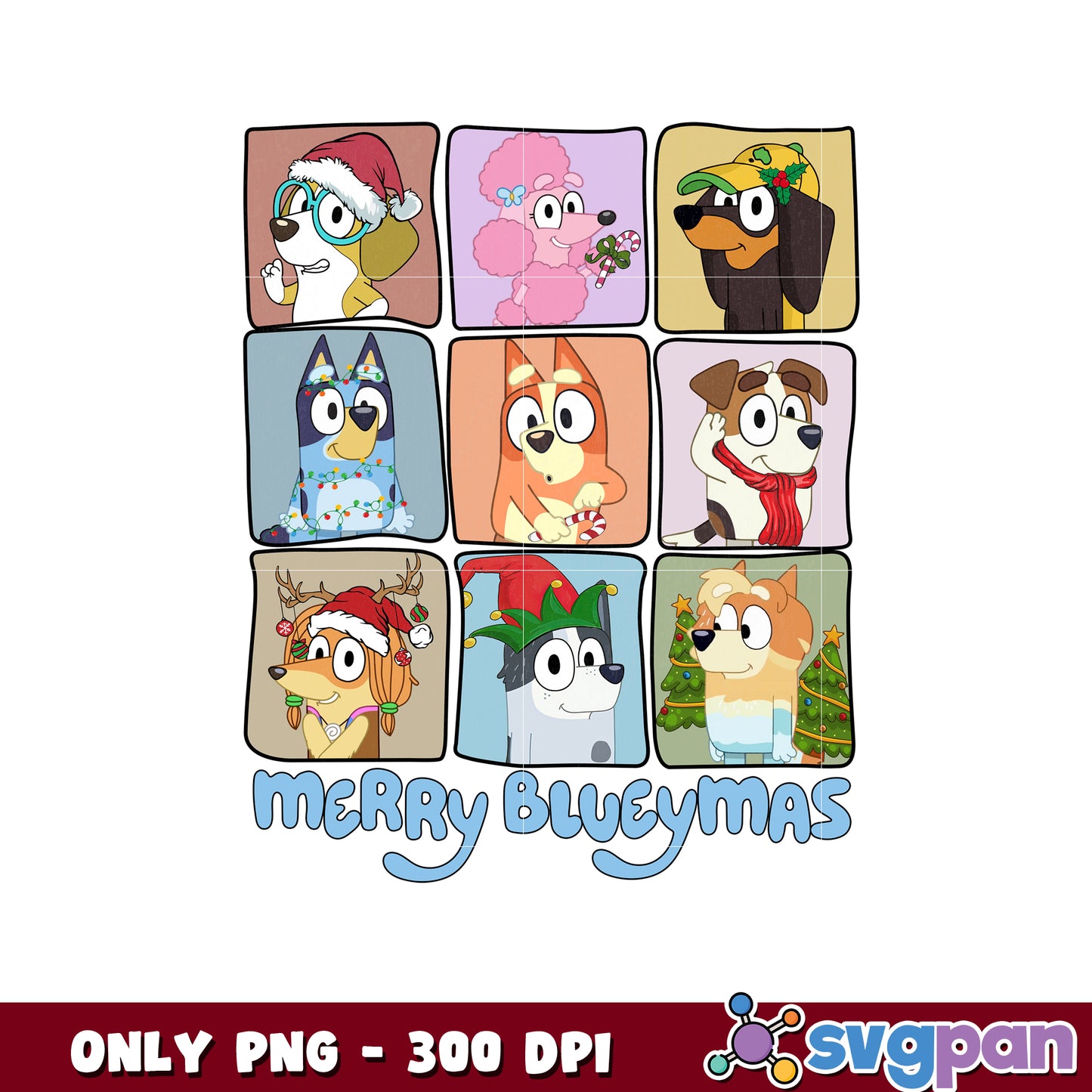 Merry bluey mas and friends christmas png