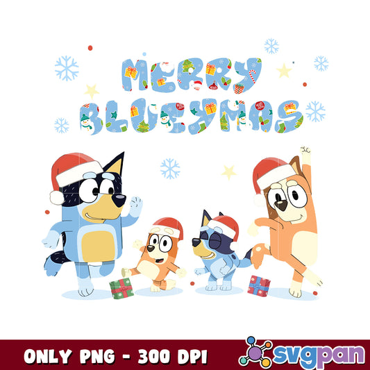 Merry blueymas bluey family christmas png, bluey christmas png