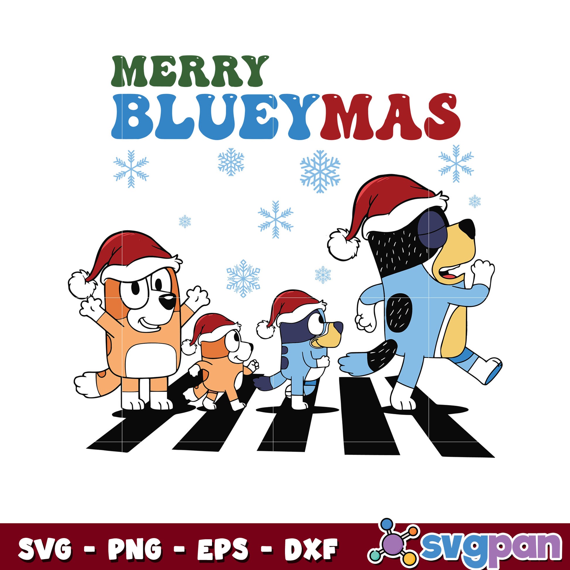 Merry blueymas christmas family svg, bluey christmas svg