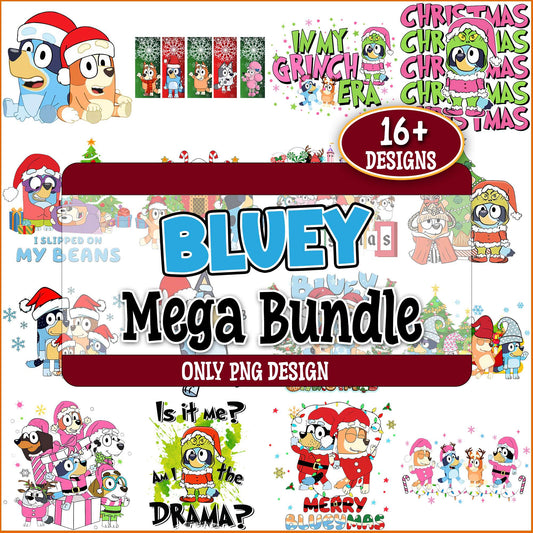 Merry blueymas designs png bundle