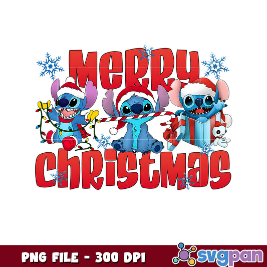 Merry christmas design png, disney characters png, cute stitch png