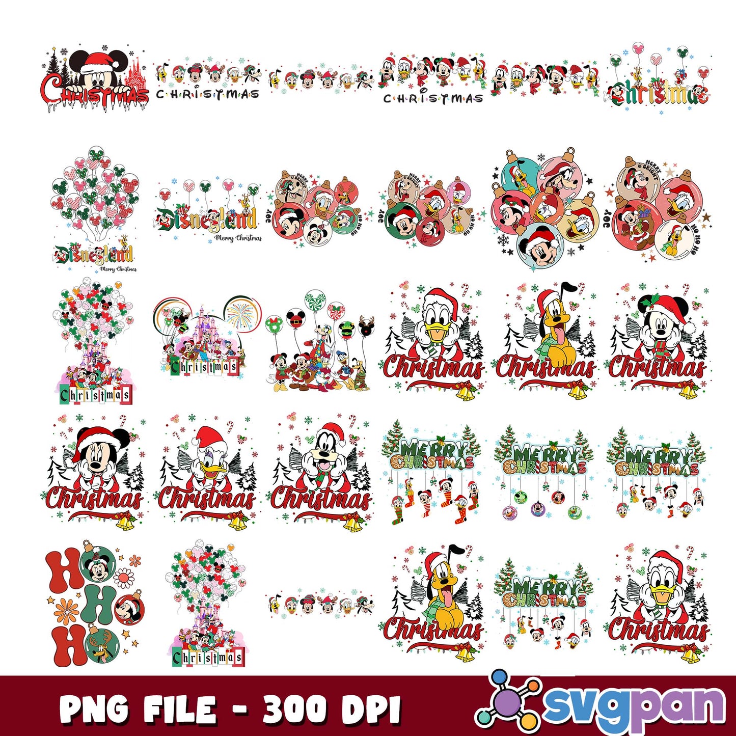 Merry christmas disney castle png bundle