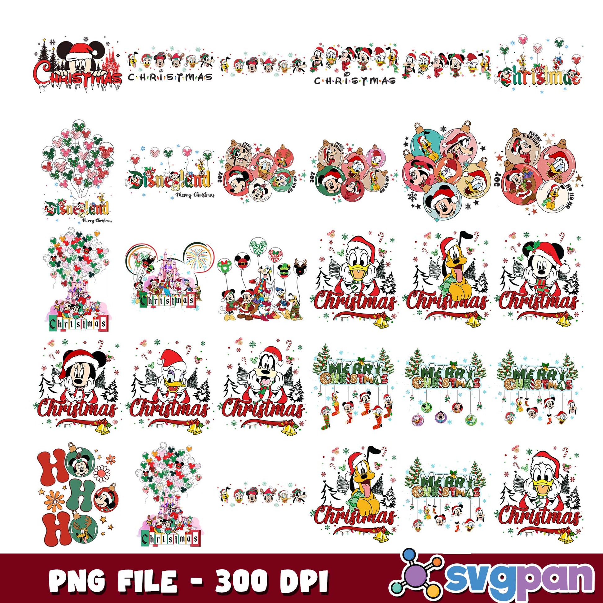 Merry christmas disney castle png bundle