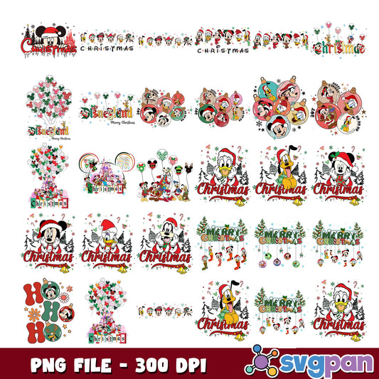 Merry christmas disney castle png bundle