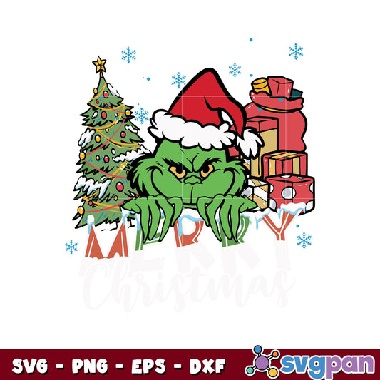 Merry christmas grinchy santa hat svg