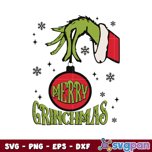 Merry christmas ornaments grinch hand svg