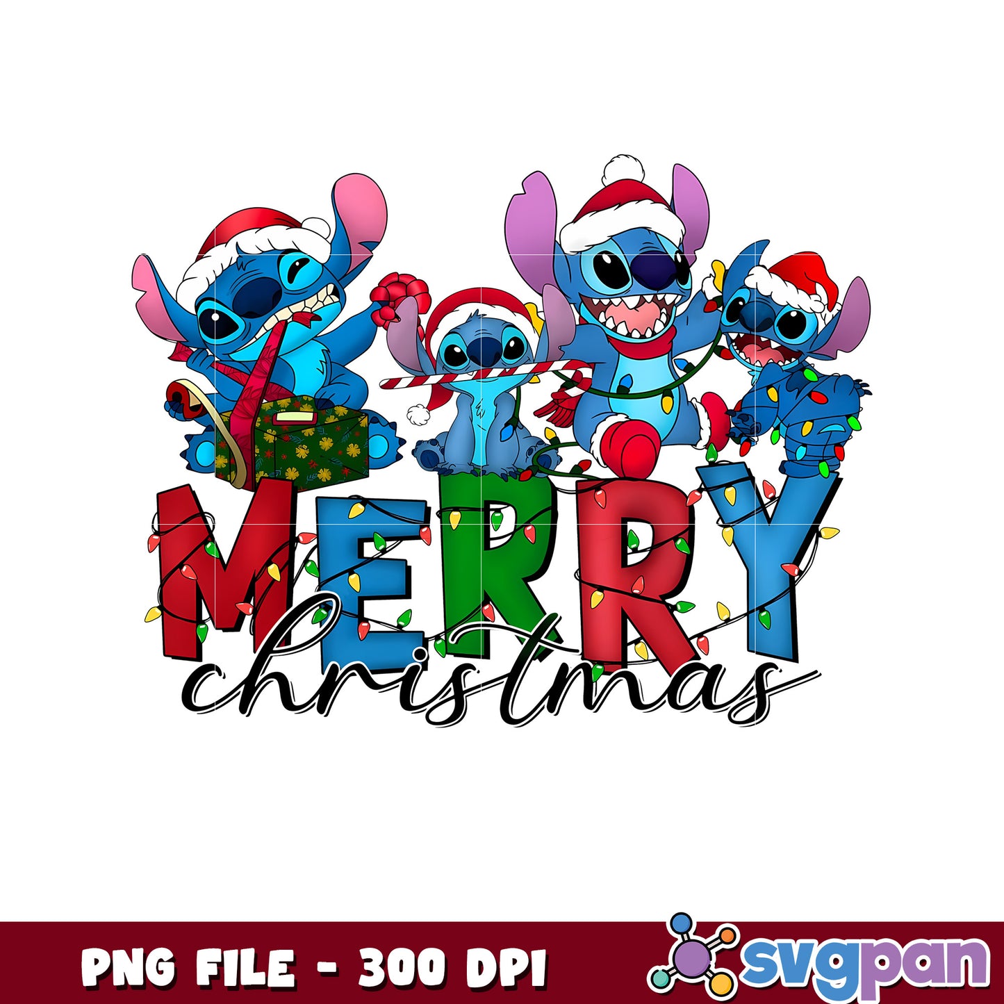 Merry christmas png, disney characters png, cute stitch png