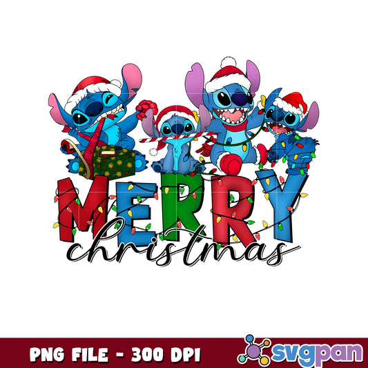 Merry christmas png, disney characters png, cute stitch png