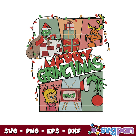 Merry grinchmas and friends christmas lights svg