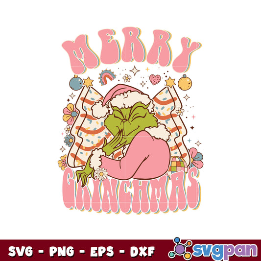 Merry grinchmas christmas tree cake svg