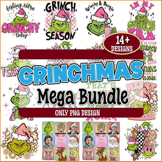 Merry grinchmas designs png bundle