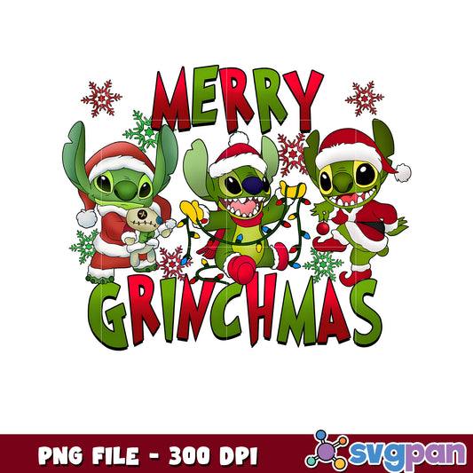 Merry grinchmas png, disney characters png, cute stitch png