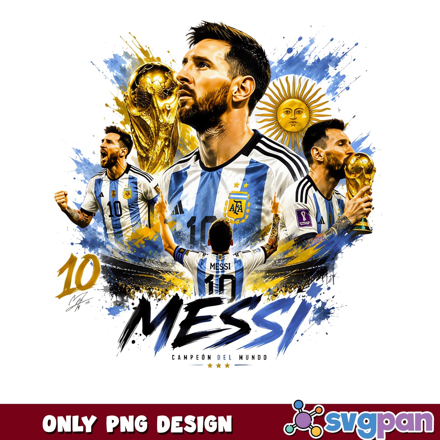 Messi Argentina World Cup Champion PNG, Soccer PNG, Football PNG