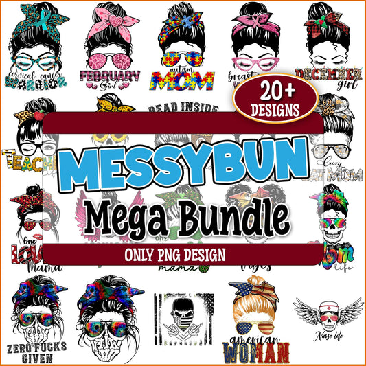 Messy bun cool png bundle